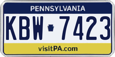 PA license plate KBW7423