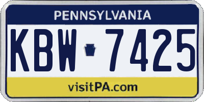 PA license plate KBW7425