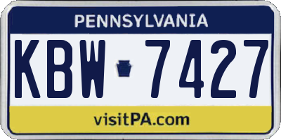 PA license plate KBW7427