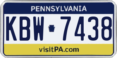 PA license plate KBW7438