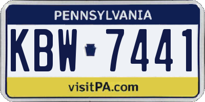 PA license plate KBW7441