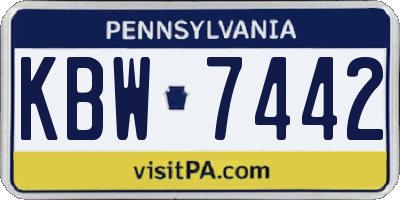 PA license plate KBW7442
