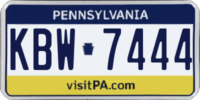 PA license plate KBW7444