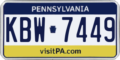 PA license plate KBW7449