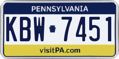 PA license plate KBW7451