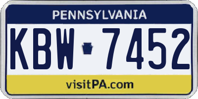 PA license plate KBW7452