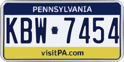 PA license plate KBW7454
