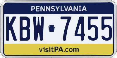 PA license plate KBW7455