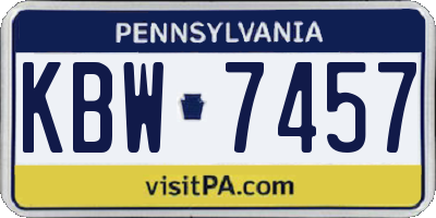PA license plate KBW7457