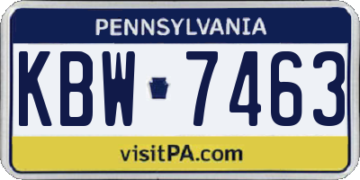 PA license plate KBW7463