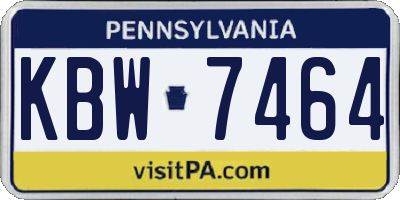PA license plate KBW7464