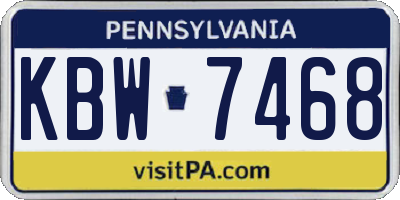PA license plate KBW7468