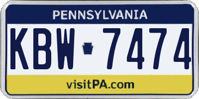 PA license plate KBW7474