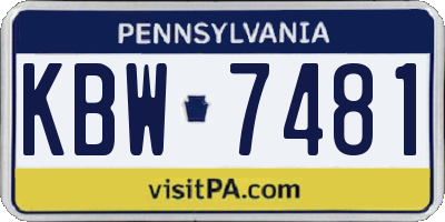 PA license plate KBW7481
