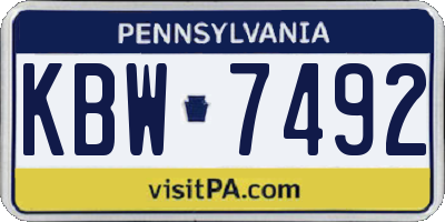 PA license plate KBW7492