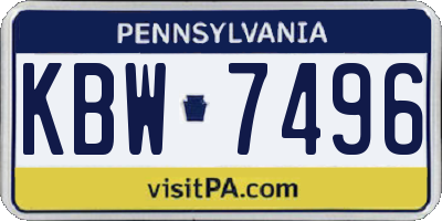 PA license plate KBW7496