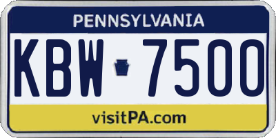 PA license plate KBW7500