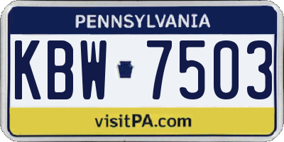 PA license plate KBW7503