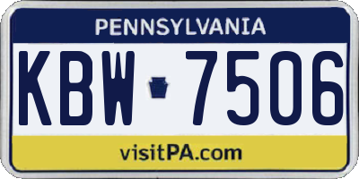 PA license plate KBW7506