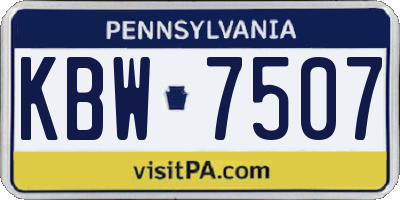 PA license plate KBW7507
