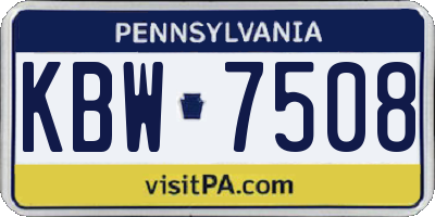 PA license plate KBW7508