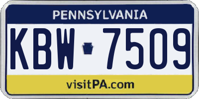 PA license plate KBW7509
