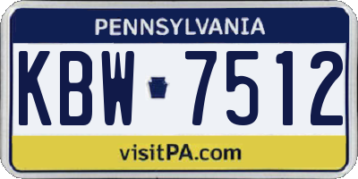 PA license plate KBW7512