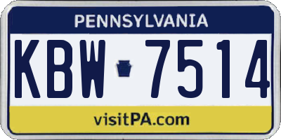 PA license plate KBW7514