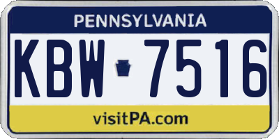 PA license plate KBW7516