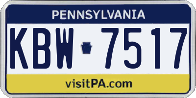 PA license plate KBW7517