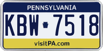 PA license plate KBW7518
