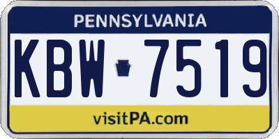 PA license plate KBW7519