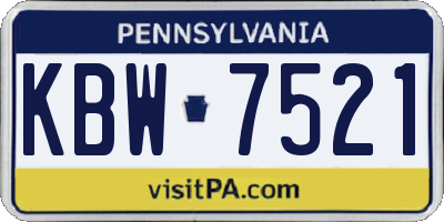 PA license plate KBW7521
