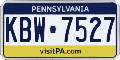 PA license plate KBW7527