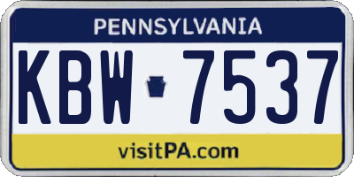 PA license plate KBW7537