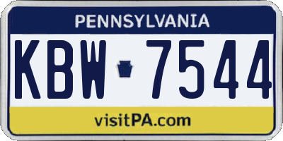 PA license plate KBW7544