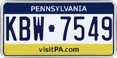 PA license plate KBW7549
