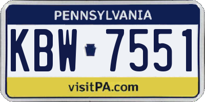 PA license plate KBW7551
