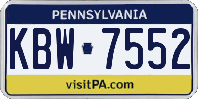 PA license plate KBW7552