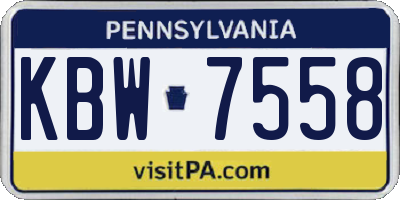 PA license plate KBW7558