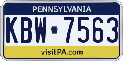 PA license plate KBW7563