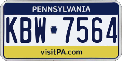 PA license plate KBW7564