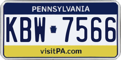 PA license plate KBW7566