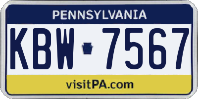 PA license plate KBW7567