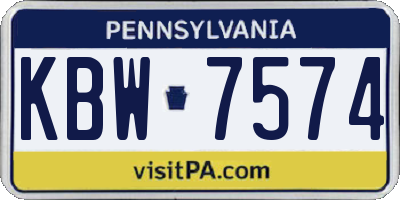 PA license plate KBW7574