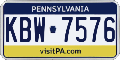 PA license plate KBW7576