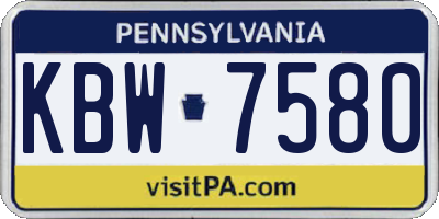 PA license plate KBW7580