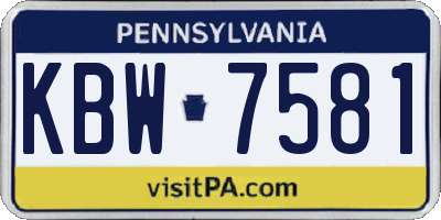 PA license plate KBW7581