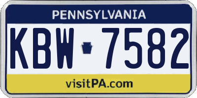 PA license plate KBW7582