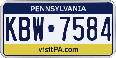 PA license plate KBW7584